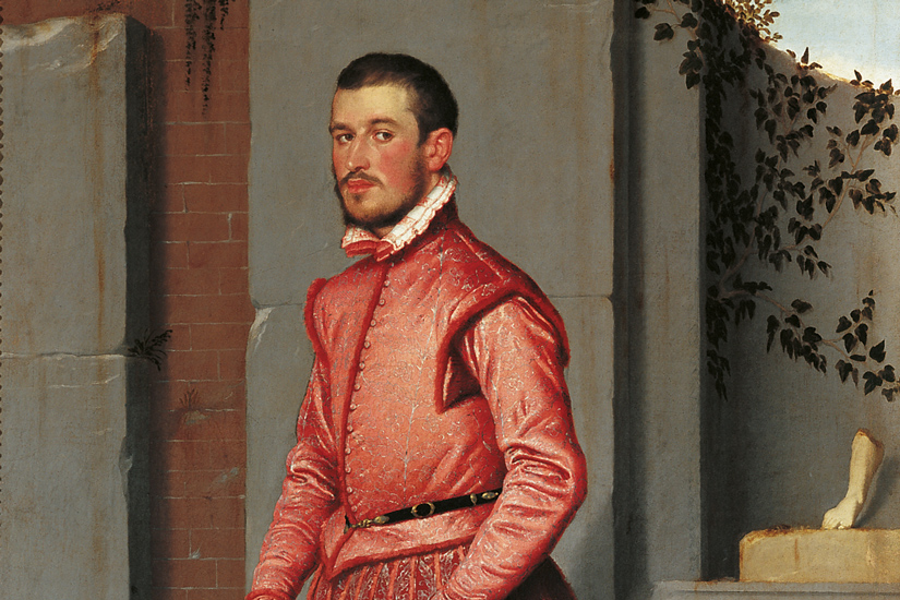 Giovan Battista Moroni, Il cavaliere in rosa, 1560, olio su tela 216 x 123 cm