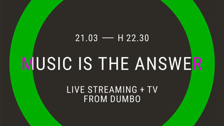 Music is the Answer, sabato 21 marzo tre ore di musica in diretta streaming dal binario centrale di Dumbo