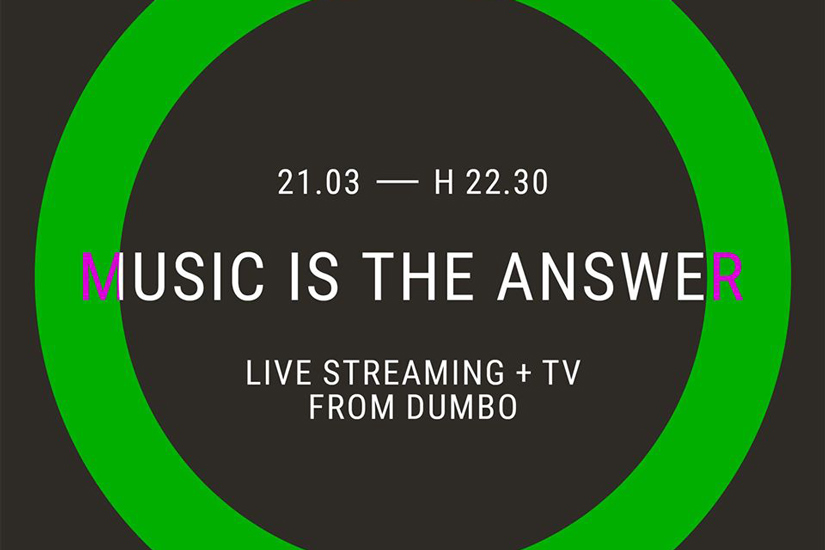 Music is the Answer, sabato 21 marzo tre ore di musica in diretta streaming dal binario centrale di Dumbo